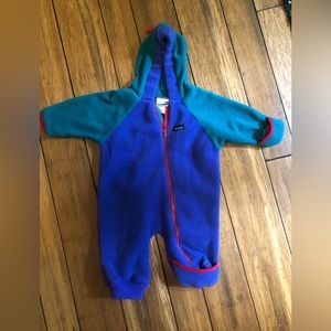 LL Bean Fleece Color-block Baby Bunting 12 month